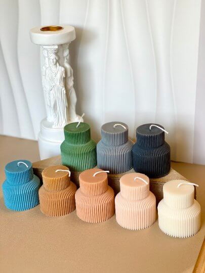 Ribbed Pedestal Candle for Minimalist Home Décor - Image 8