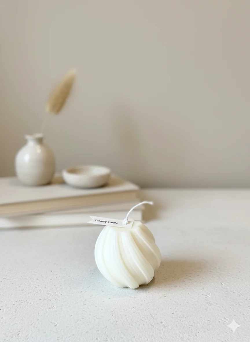 Ribbed Twirl Candle - Handcrafted Soy Wax Decorative Accent - Image 3