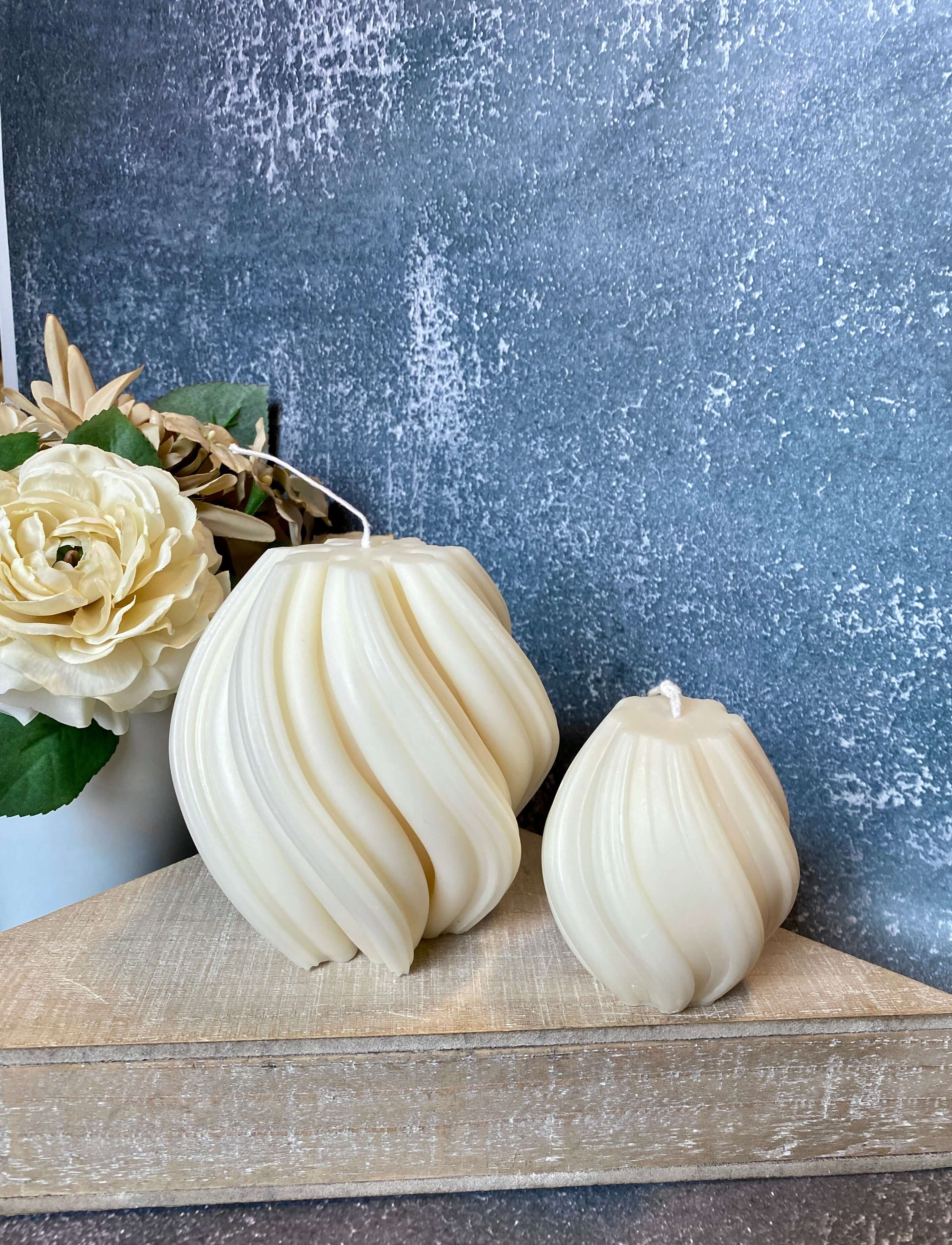 Ribbed Twirl Candle - Handcrafted Soy Wax Decorative Accent - Image 4