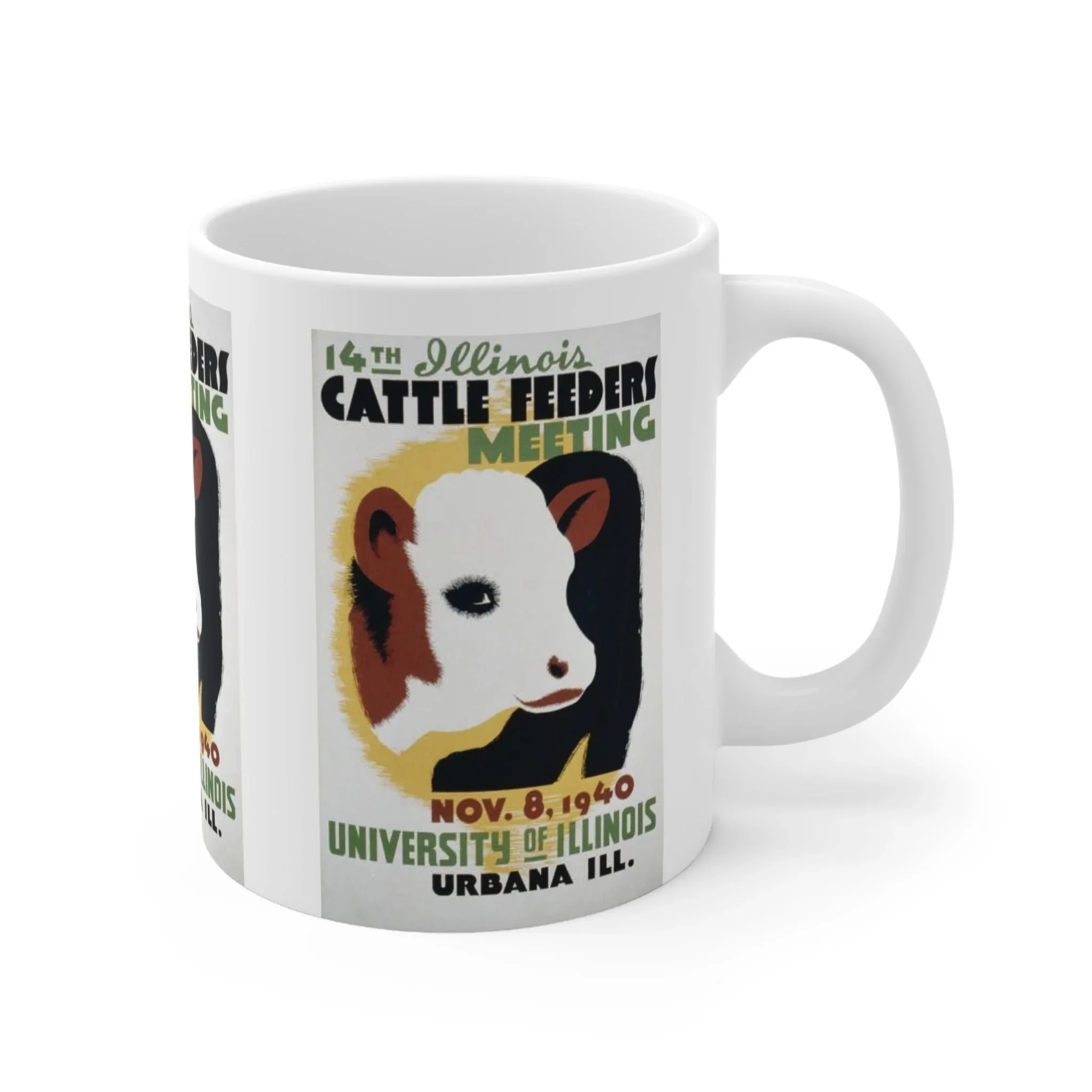 ROADSIDE MUGS - Illinois Cattle Feeders Meeting WPA Ceramic Mug 11oz - Image 3