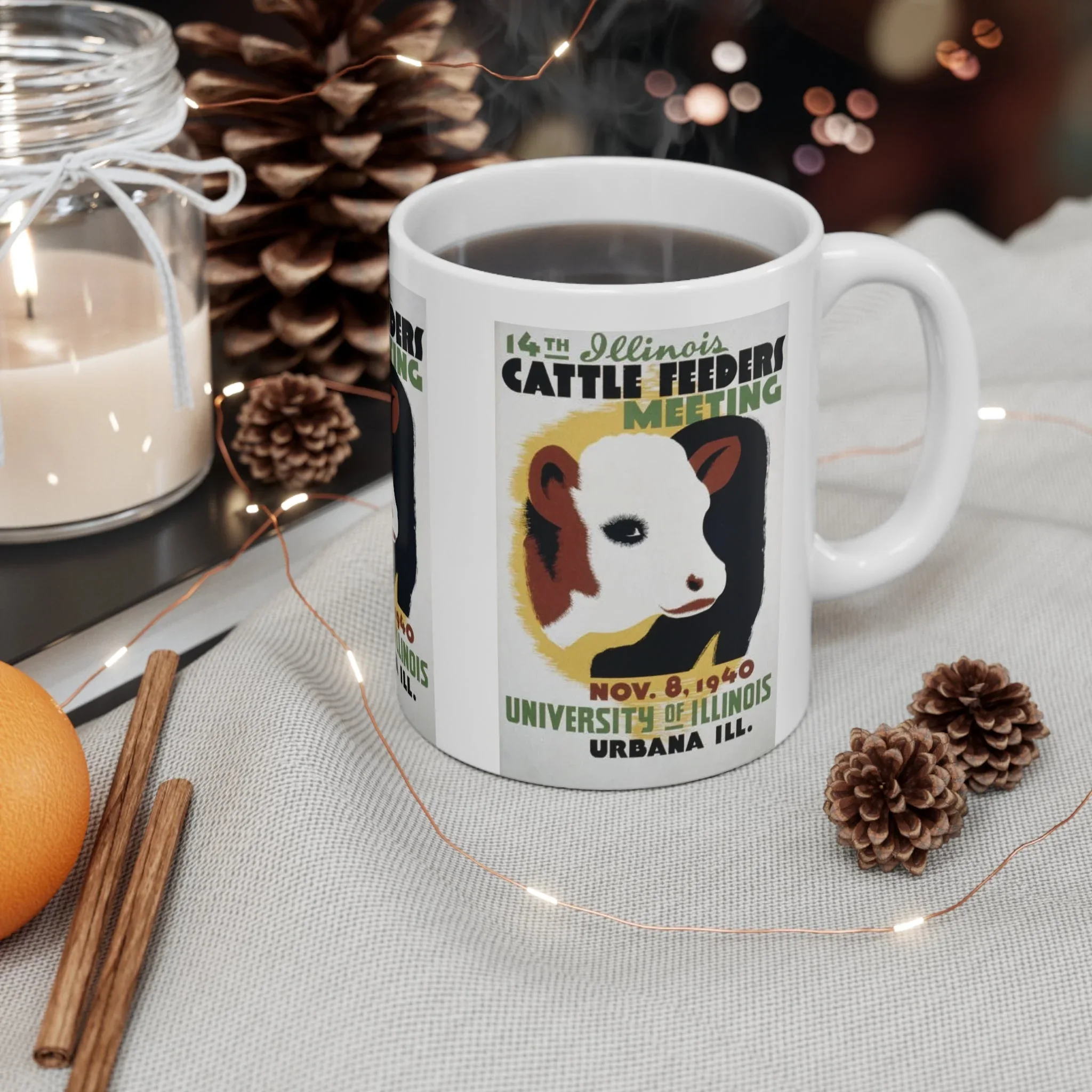 ROADSIDE MUGS - Illinois Cattle Feeders Meeting WPA Ceramic Mug 11oz - Image 4