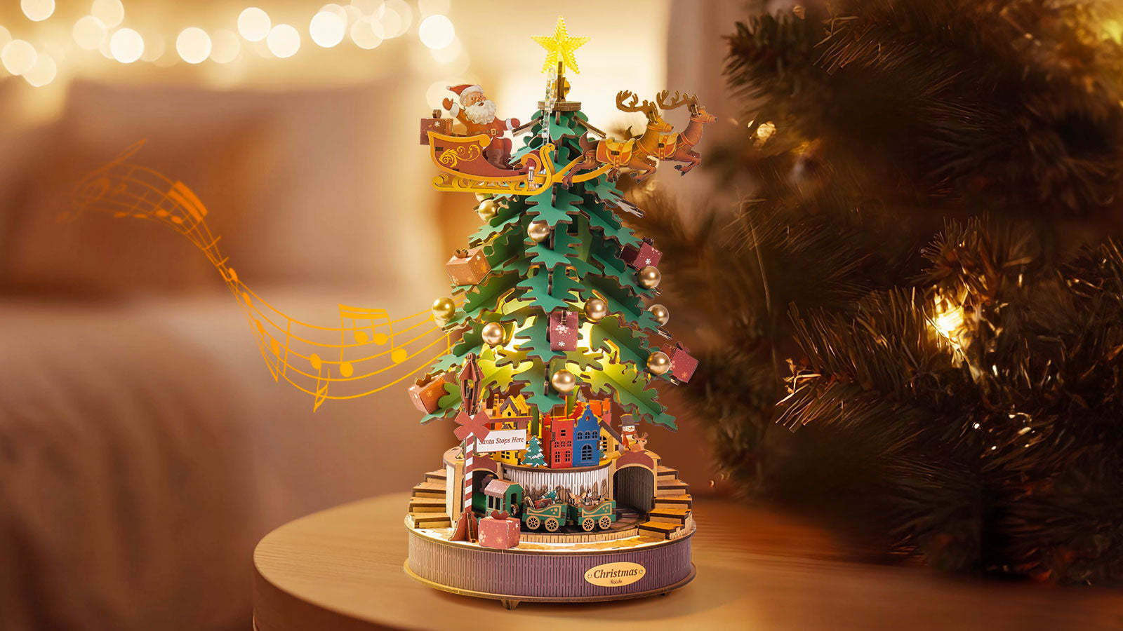 ROBOTIME 3D Christmas Melody Tree Puzzle, DIY Model Kits For Christmas Gift AMS01 - Image 2