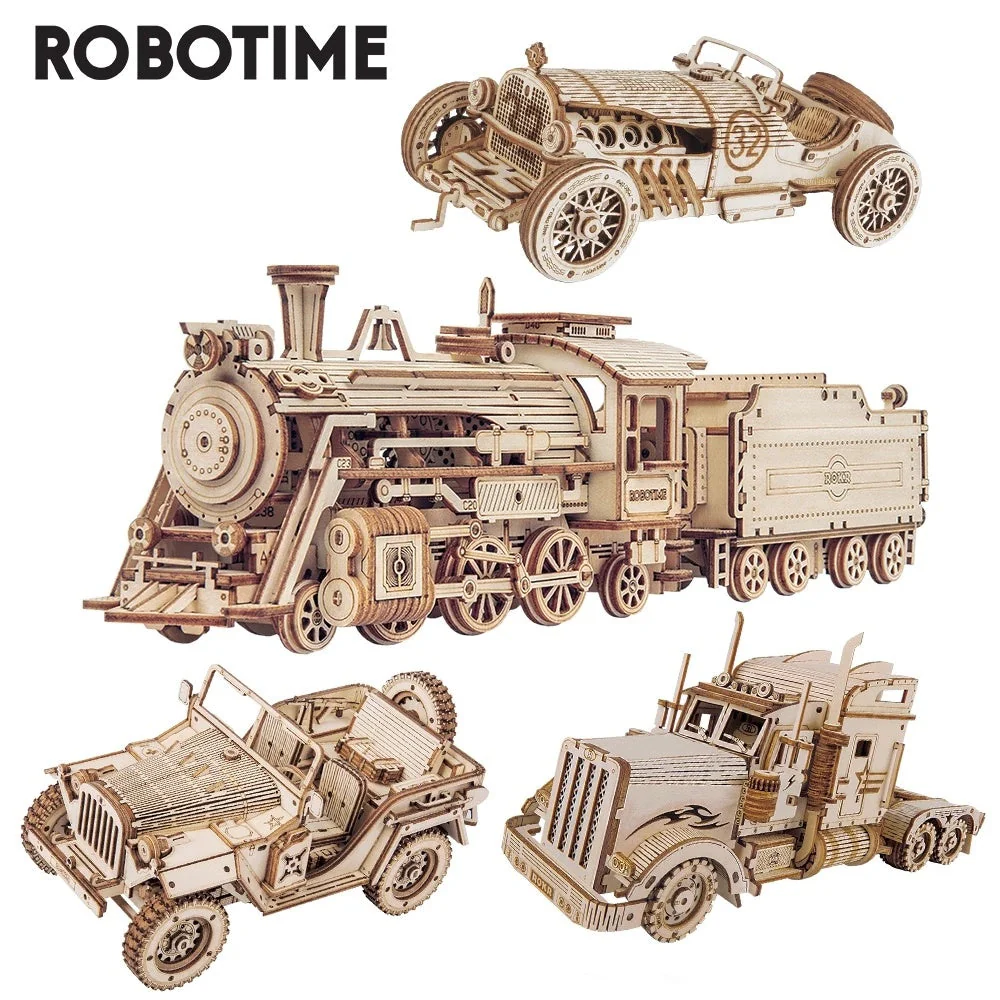 Robotime 3D Wooden Puzzle Prime Steam Express Model DIY Kit Puzzle Toy - Image 6