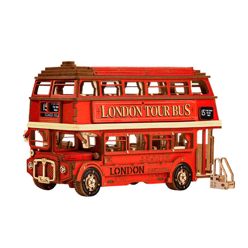 Rolife London Tour Bus Car 3D Wooden Puzzle Model Toy Teens Birthday Gift - Image 2