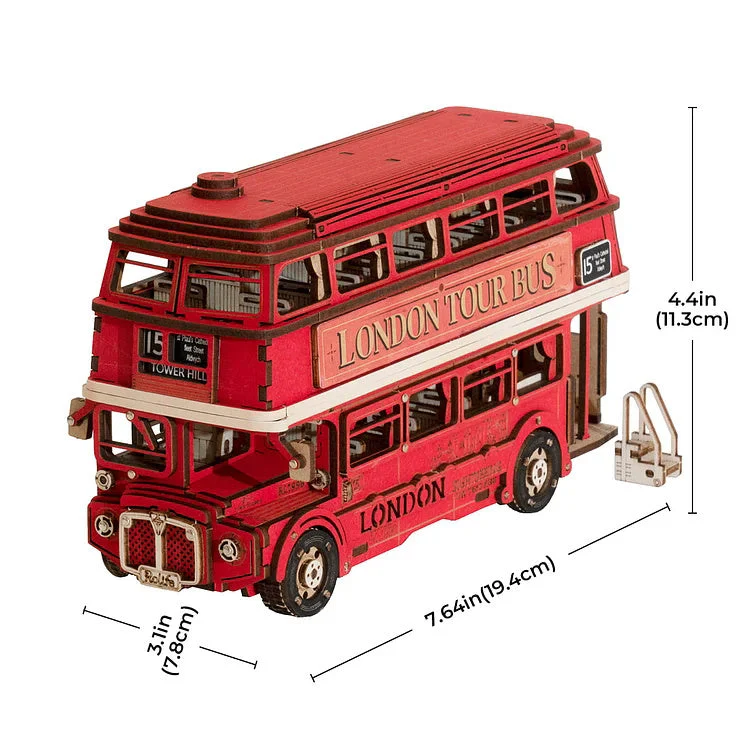 Rolife London Tour Bus Car 3D Wooden Puzzle Model Toy Teens Birthday Gift - Image 3