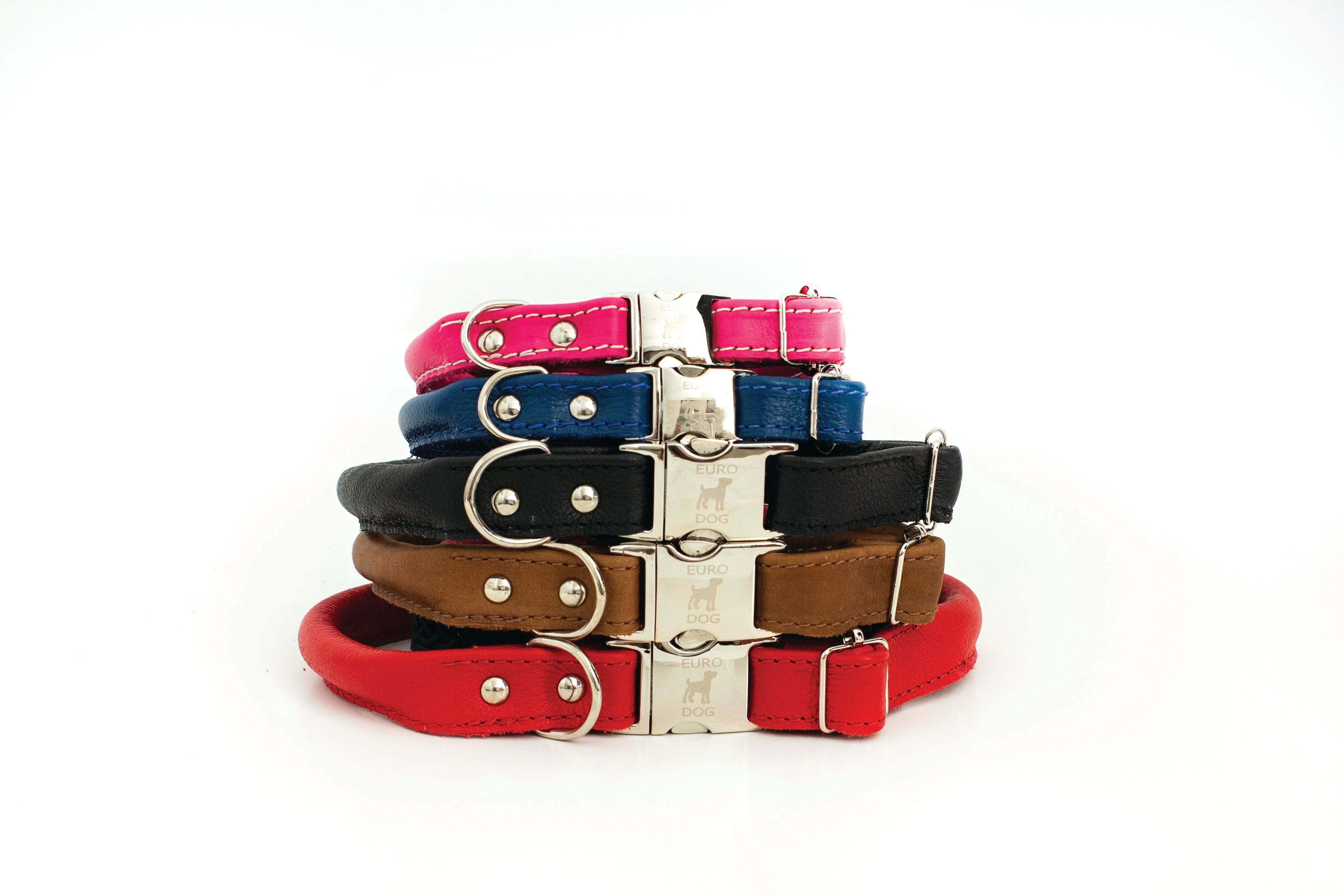 Rolled Style Black Leather Quick-Release Dog Collar - Image 3