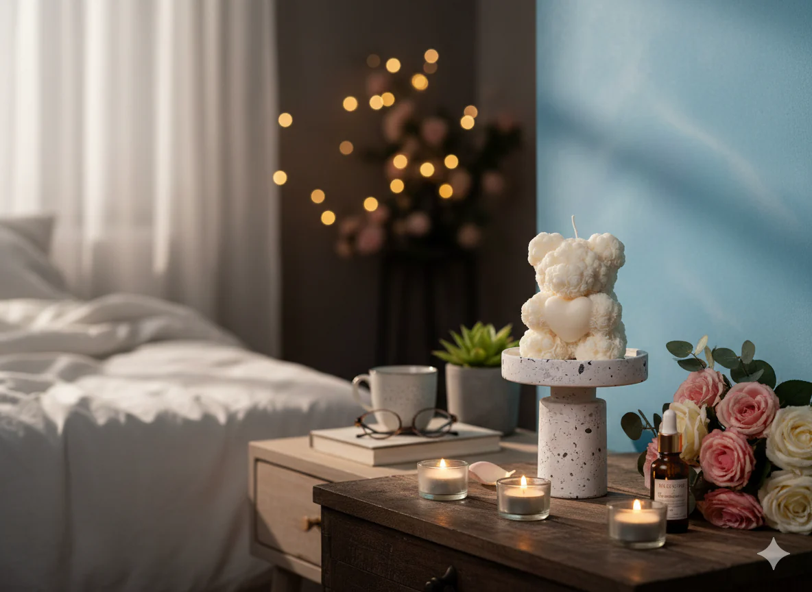 Rose Bear Candle | Sculptural Soy Wax Gift - Image 2