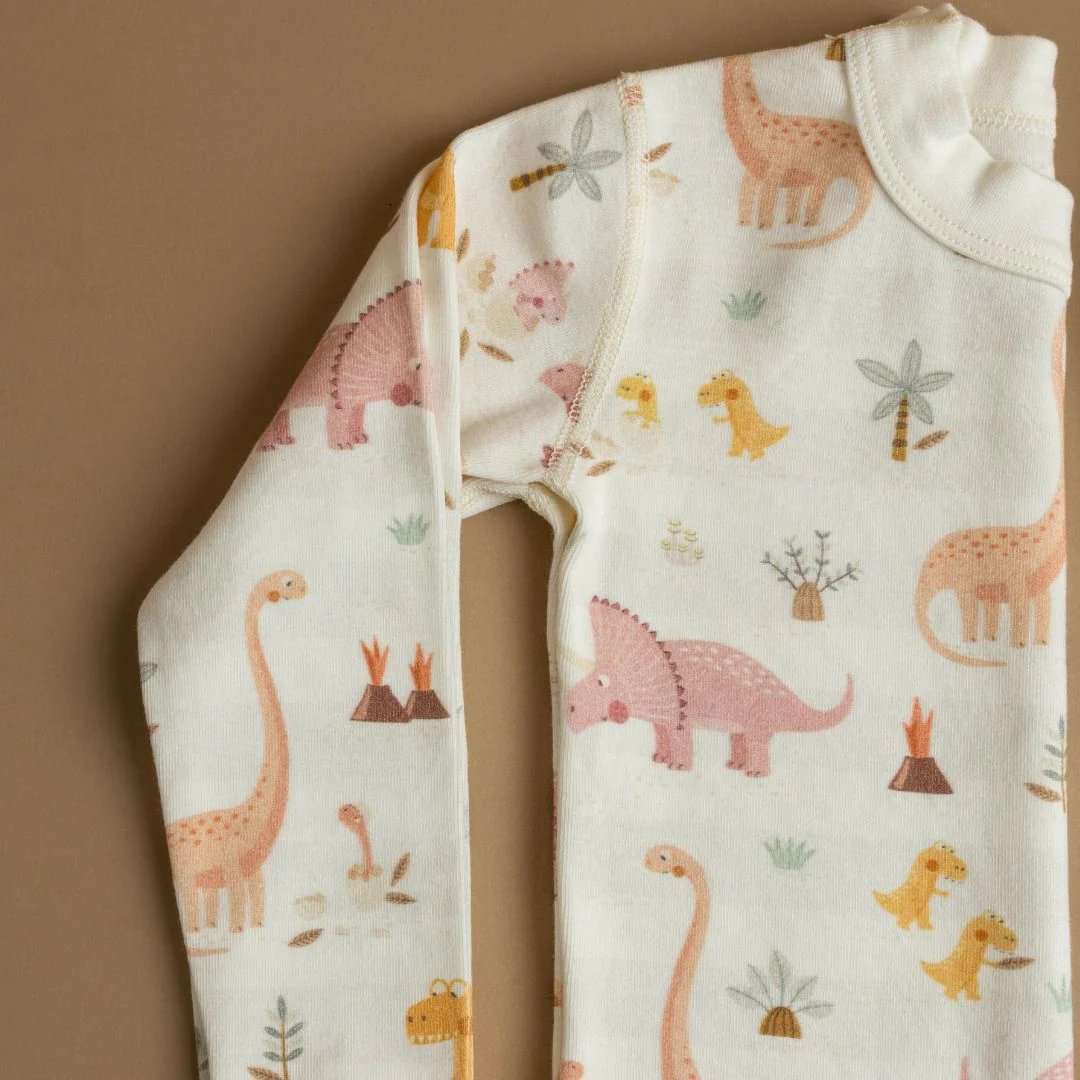 Rose Dino Family Organic Cotton Pajamas Made in USA - Image 3
