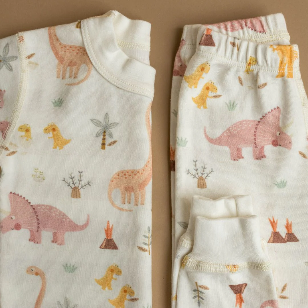 Rose Dino Family Organic Cotton Pajamas Made in USA - Image 4