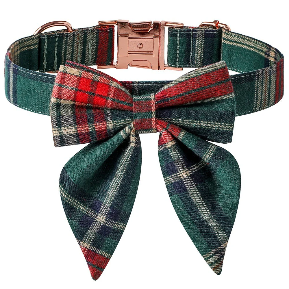 Rose Gold Buckle Plaid Dog Collar - Image 2
