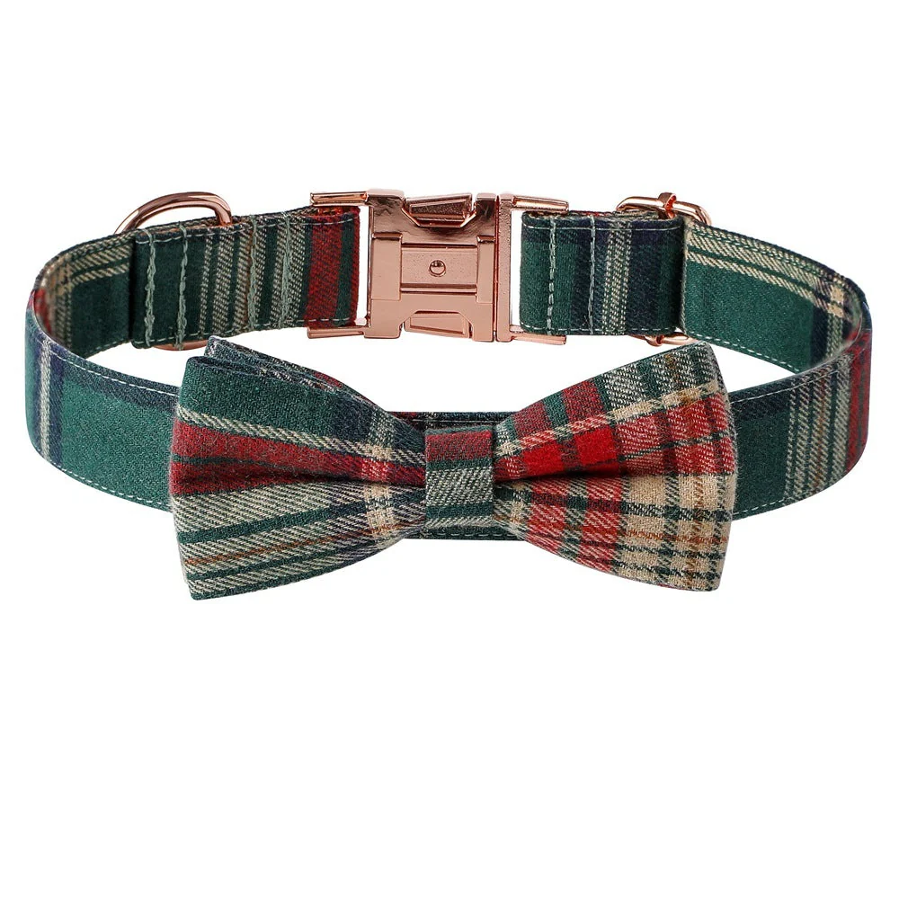 Rose Gold Buckle Plaid Dog Collar - Image 3