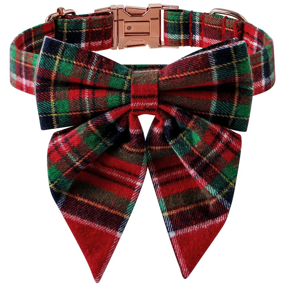 Rose Gold Buckle Plaid Dog Collar - Image 4