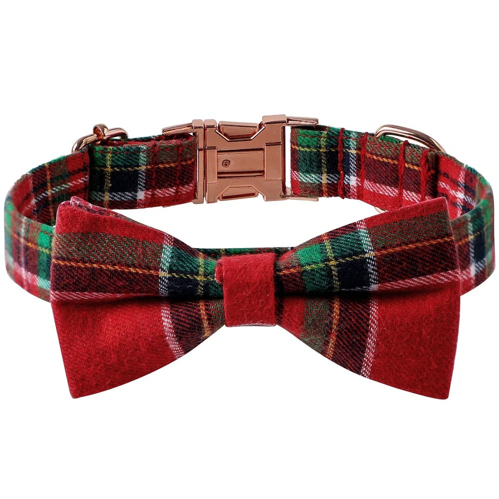 Rose Gold Buckle Plaid Dog Collar - Image 5