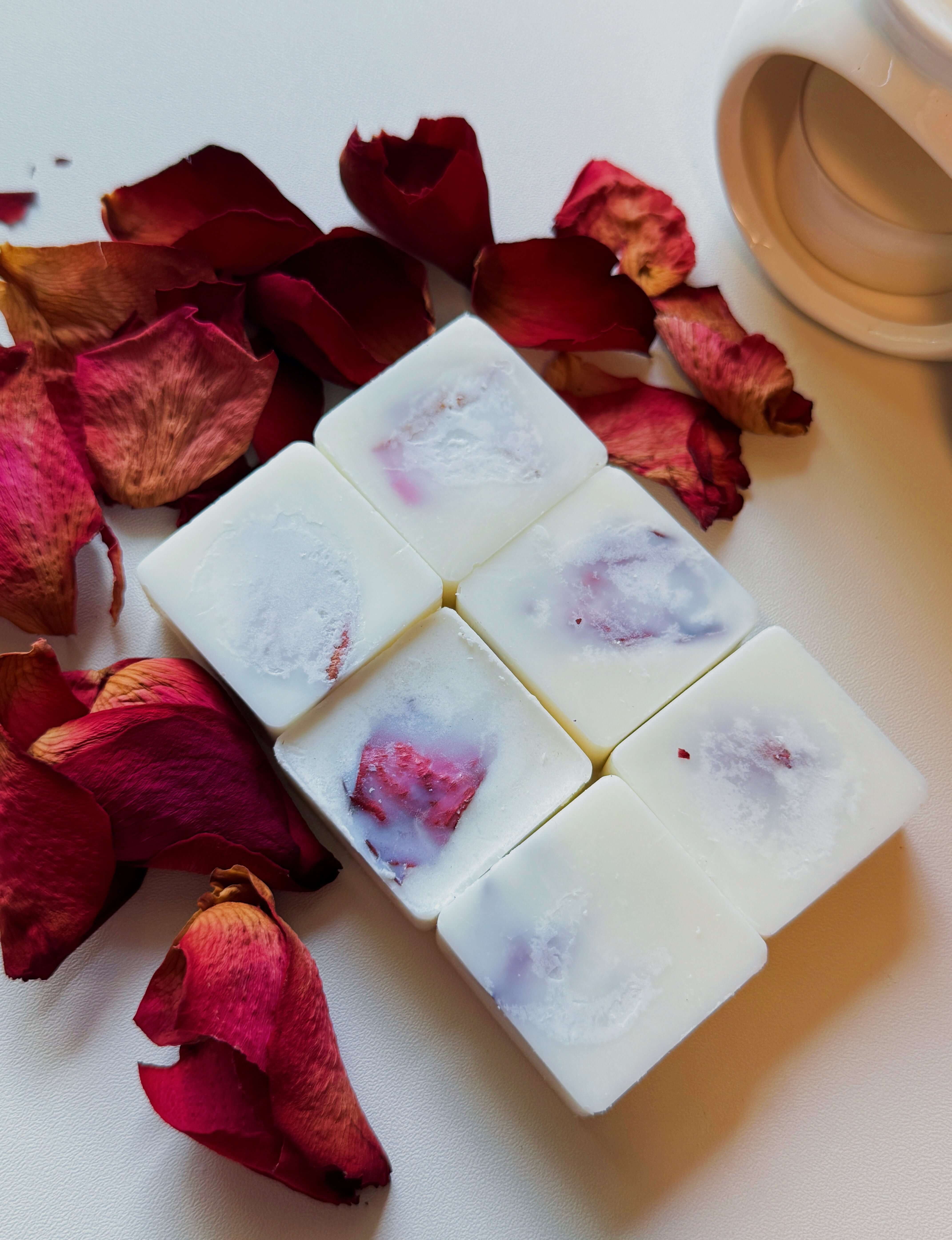 Rose Petal Wax Melter Gift Set | Ceramic Melter + 4oz Soy Wax Melts + Tealight Candle - Image 3