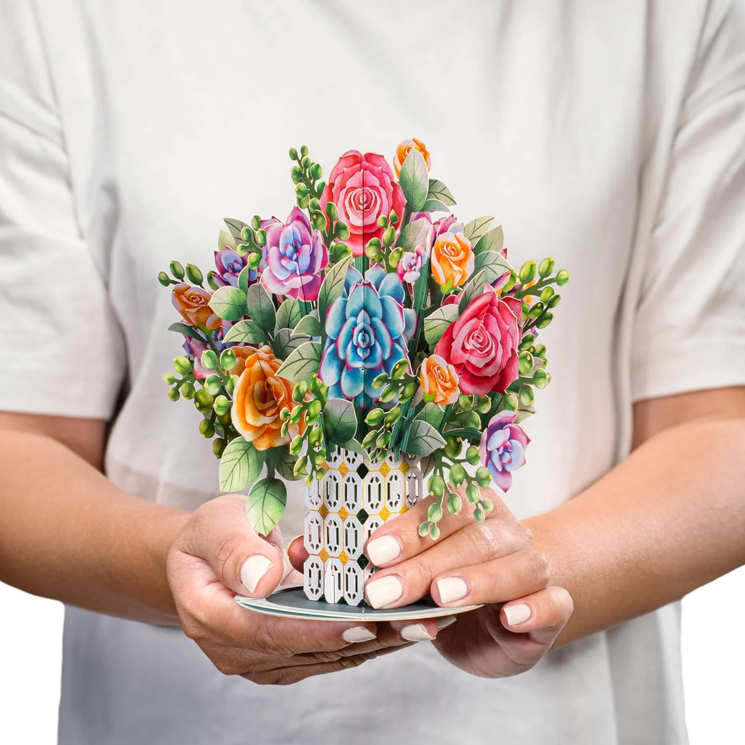 Roses and Succulent Oversized Pop Up Card with Keepsake - Image 2