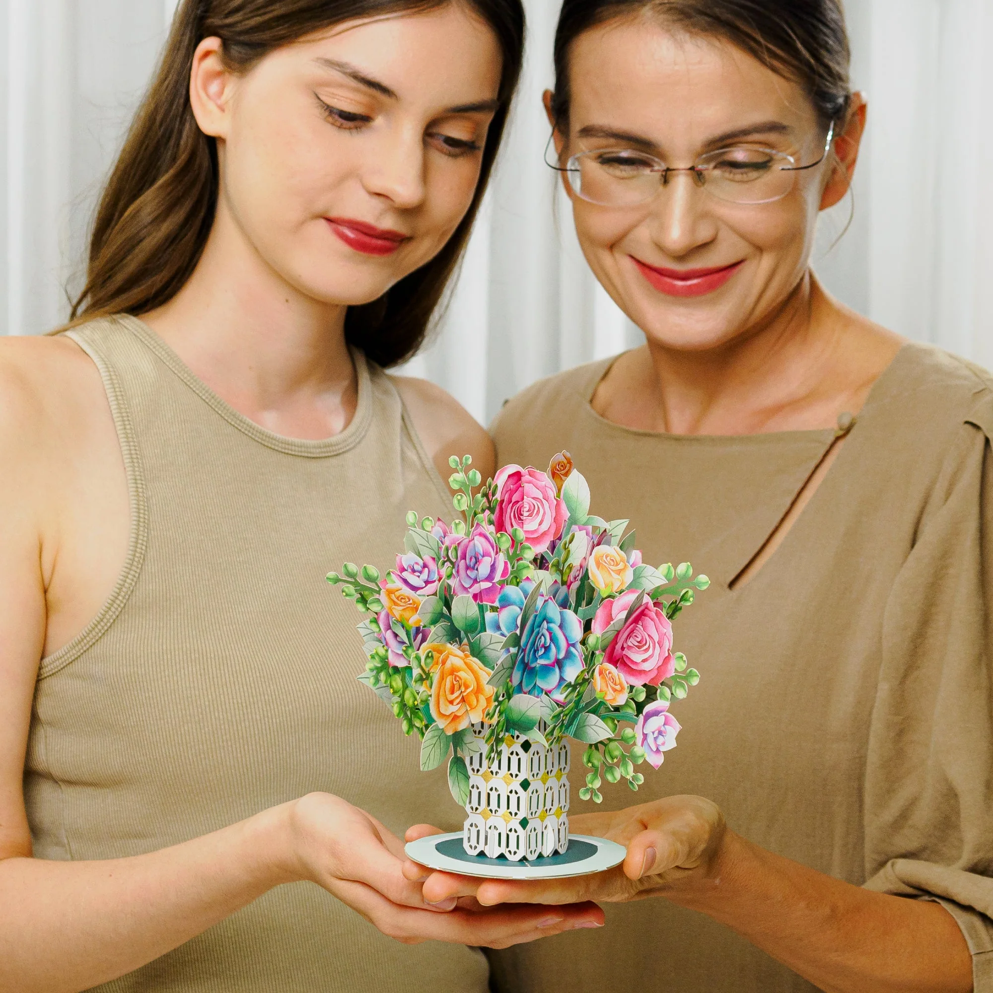 Roses and Succulent Oversized Pop Up Card with Keepsake - Image 4