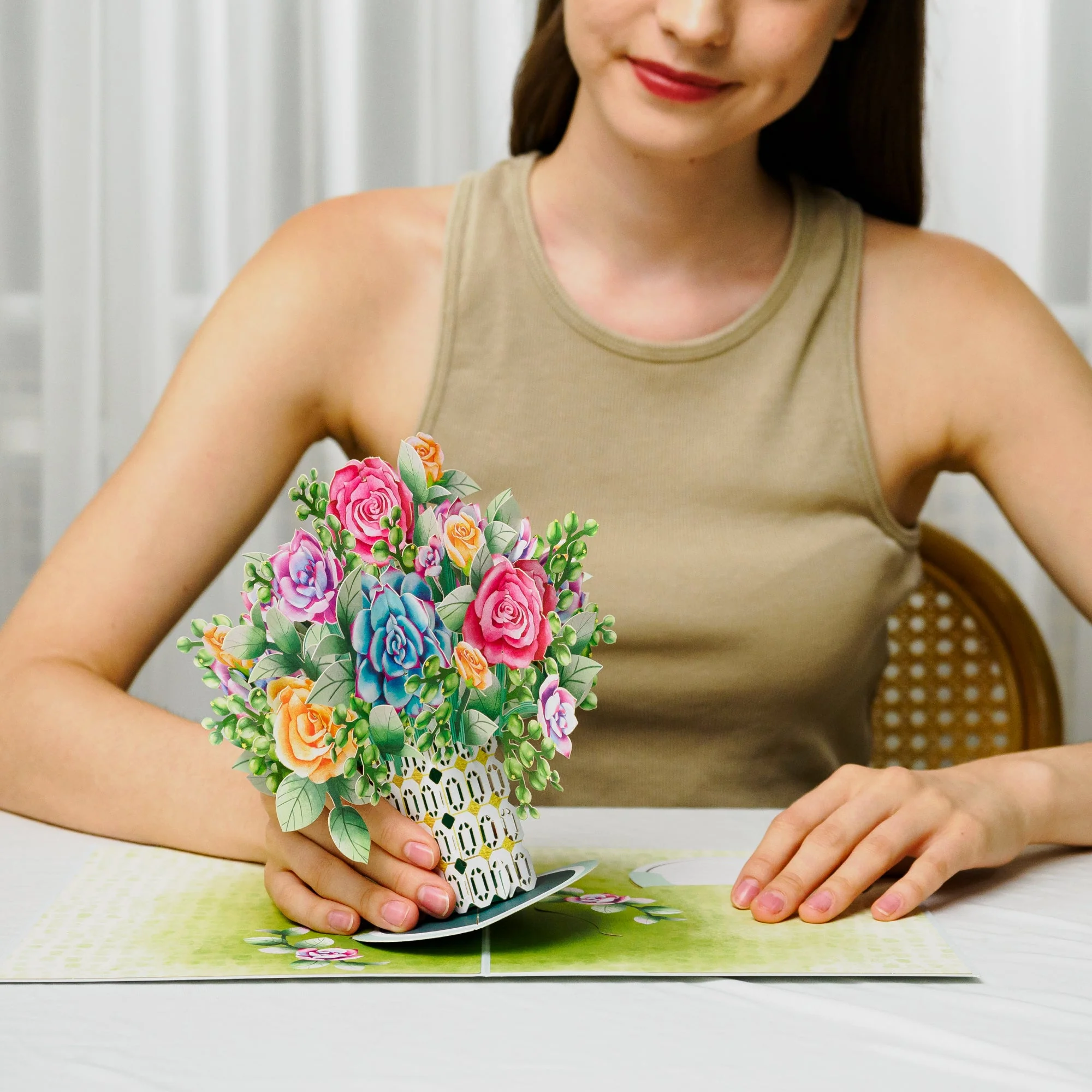 Roses and Succulent Oversized Pop Up Card with Keepsake - Image 5