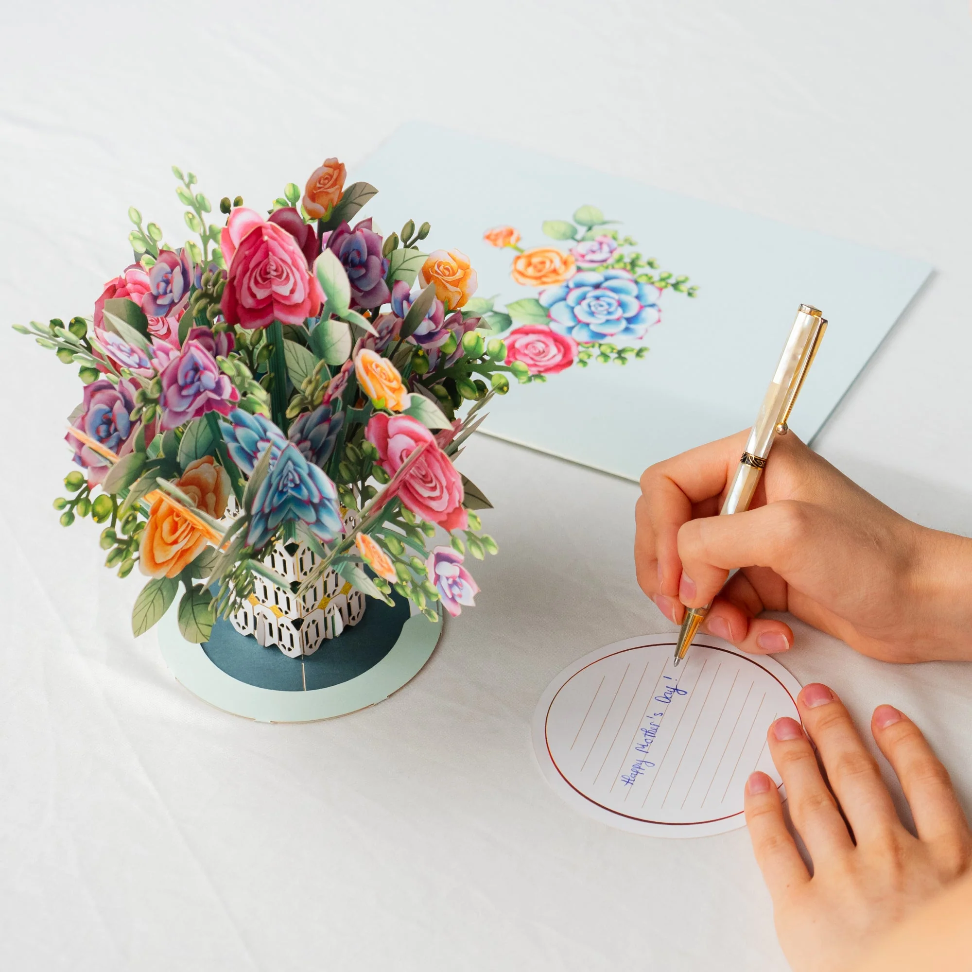 Roses and Succulent Oversized Pop Up Card with Keepsake - Image 6