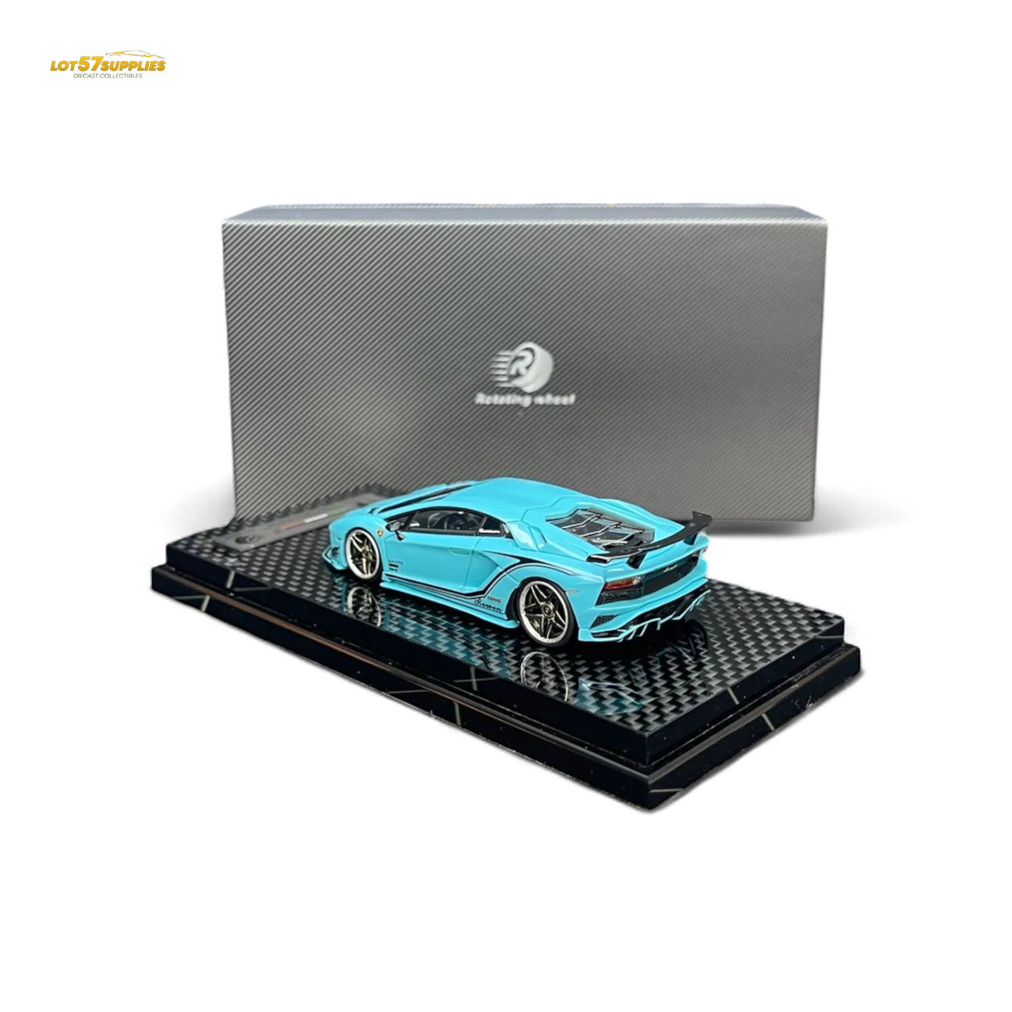 Rotating Wheel Lamborghini Aventador S Pearl Blue 1:64 - Image 2