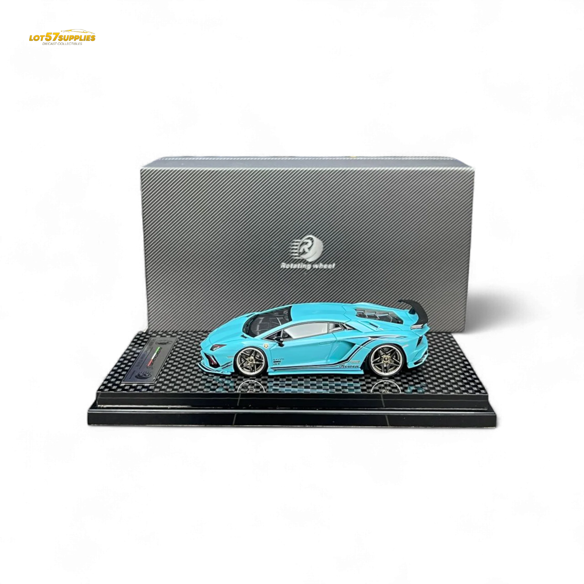 Rotating Wheel Lamborghini Aventador S Pearl Blue 1:64 - Image 3