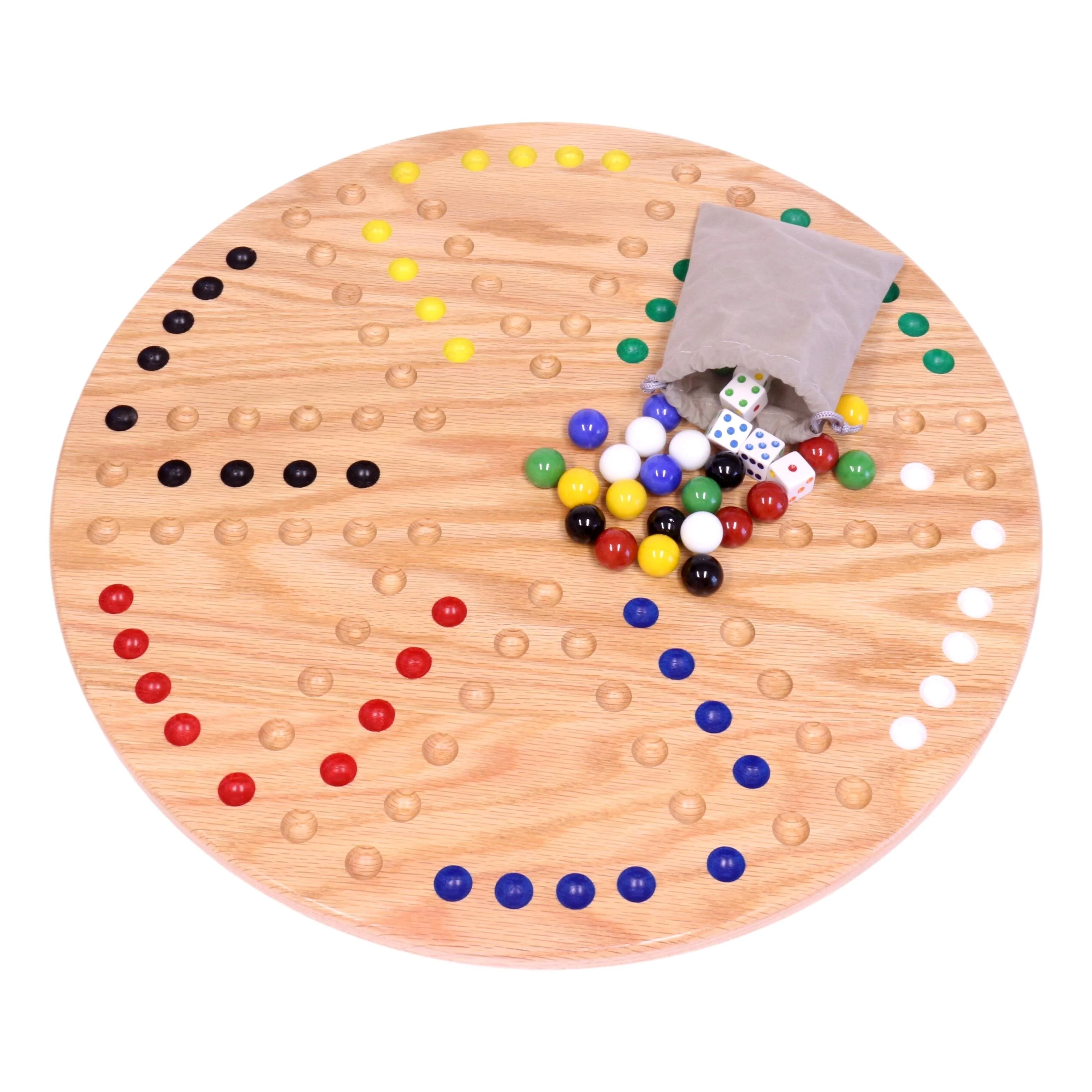 Round Aggravation Game Board Set - Solid Oak Wood - Double-Sided - Image 11