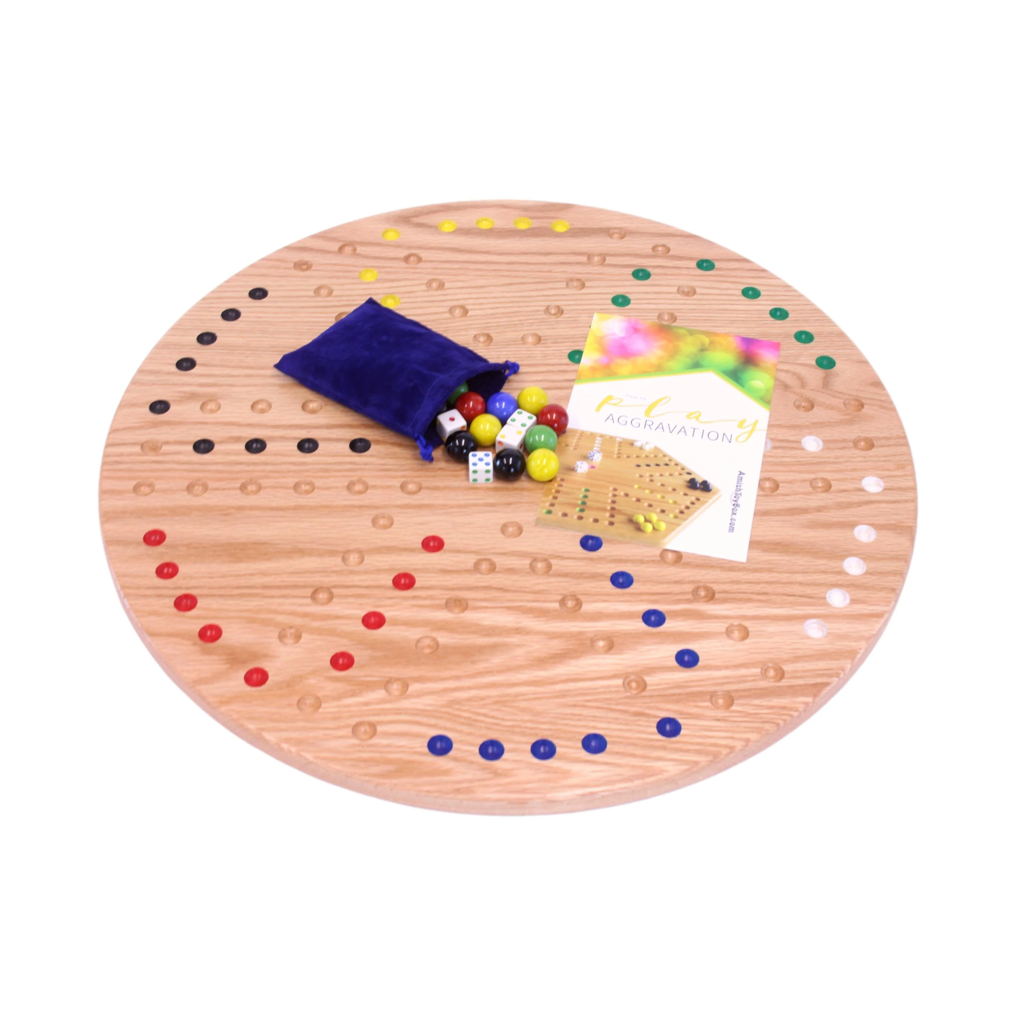 Round Aggravation Game Board Set - Solid Oak Wood - Double-Sided - Image 12