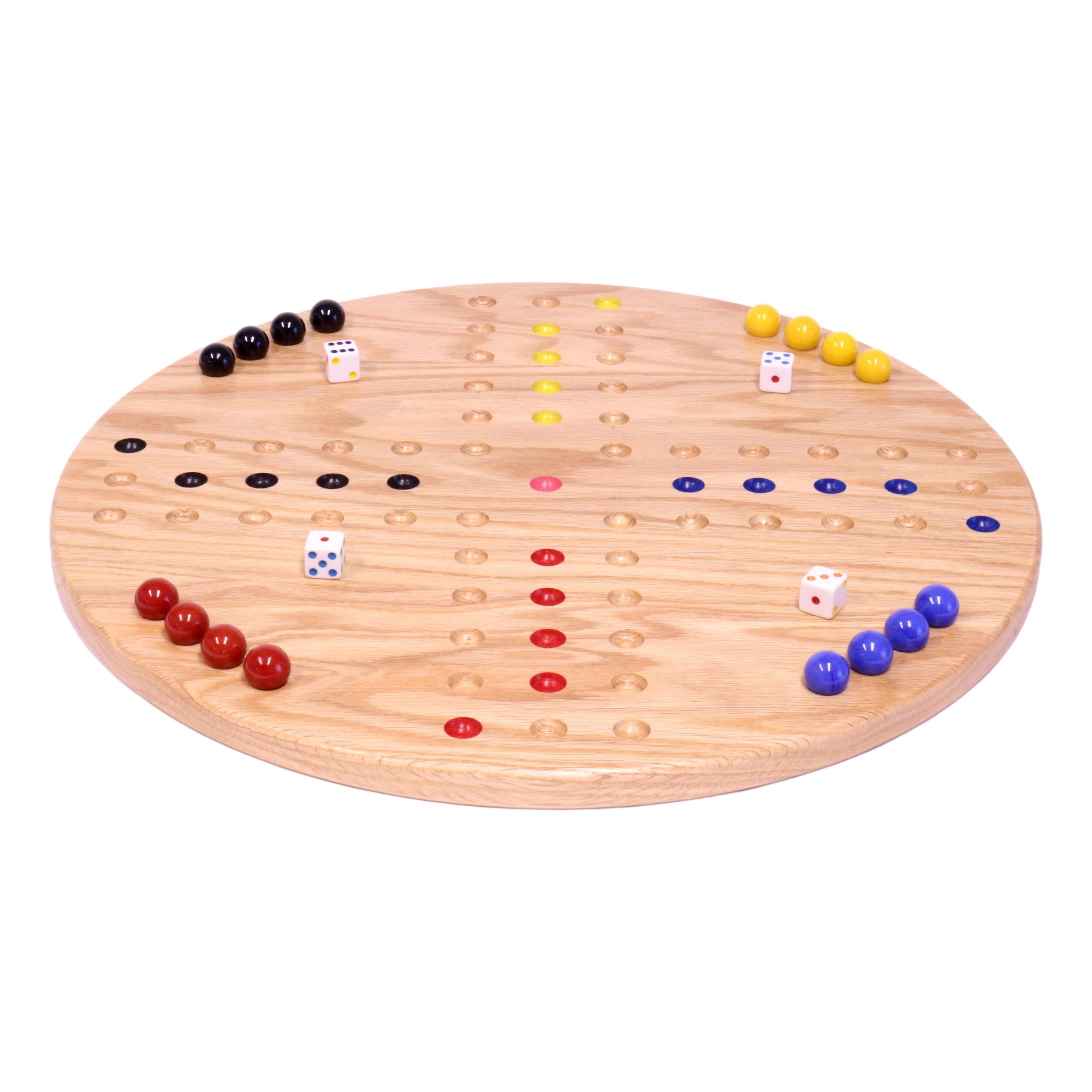 Round Aggravation Game Board Set - Solid Oak Wood - Double-Sided - Image 2