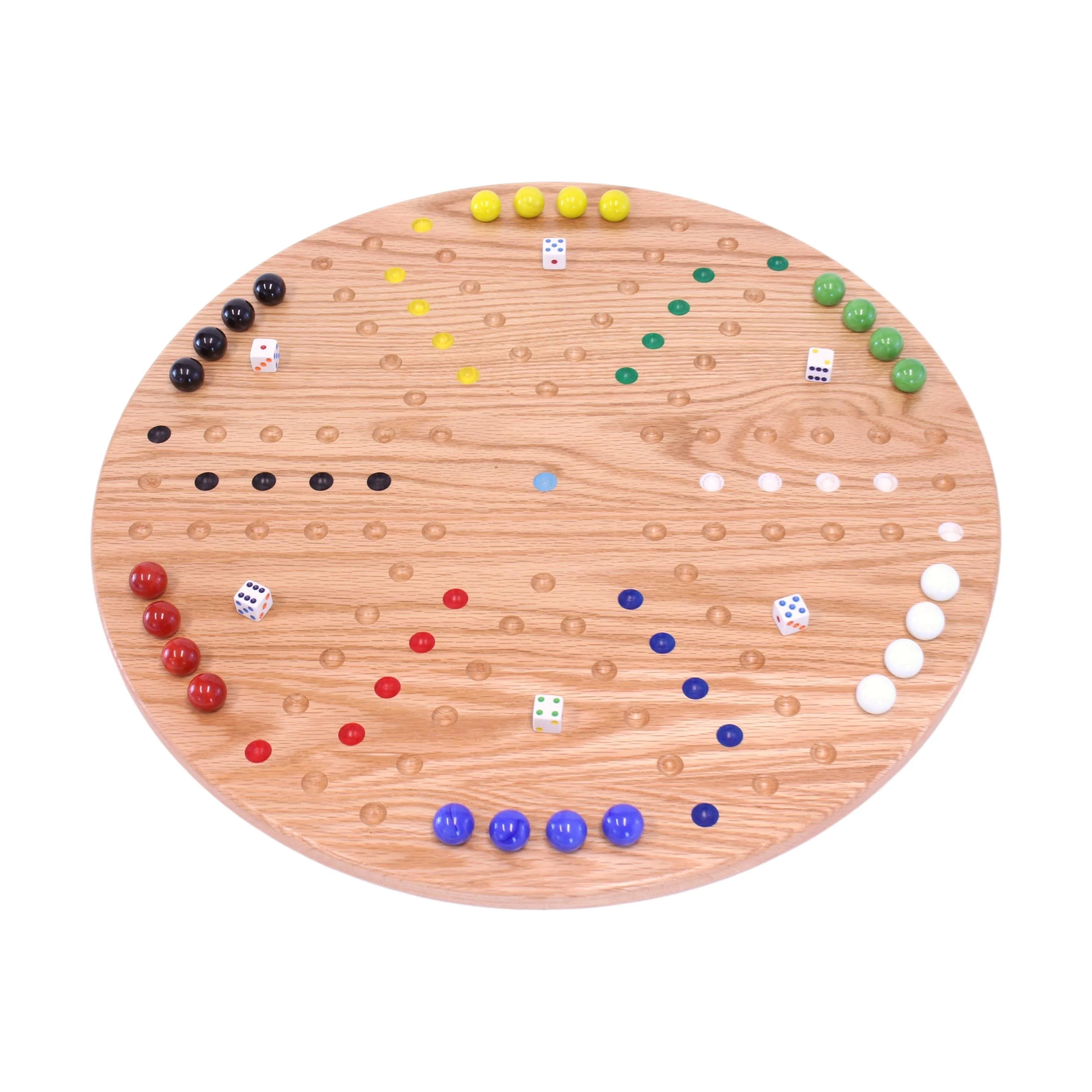 Round Aggravation Game Board Set - Solid Oak Wood - Double-Sided - Image 4