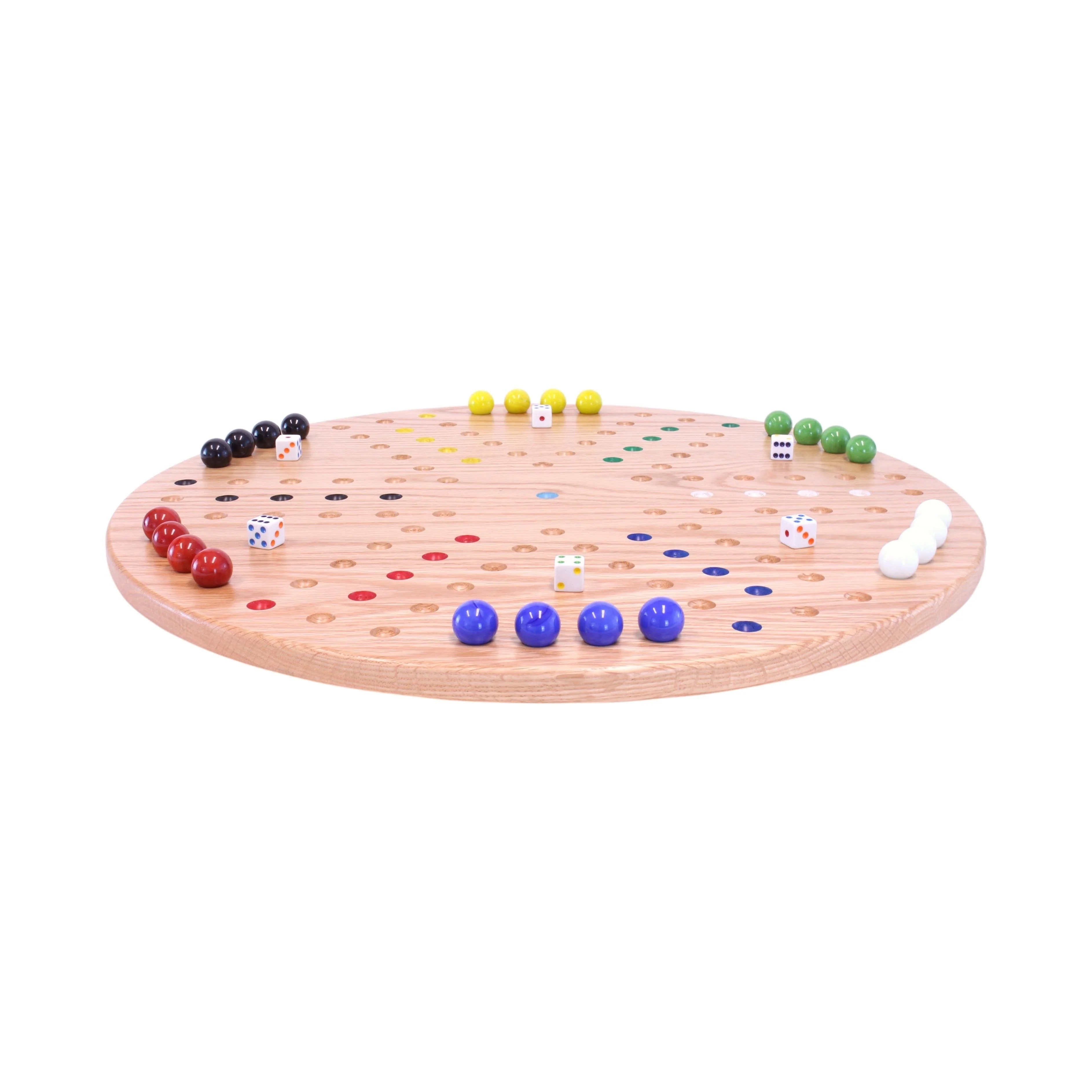 Round Aggravation Game Board Set - Solid Oak Wood - Double-Sided - Image 5