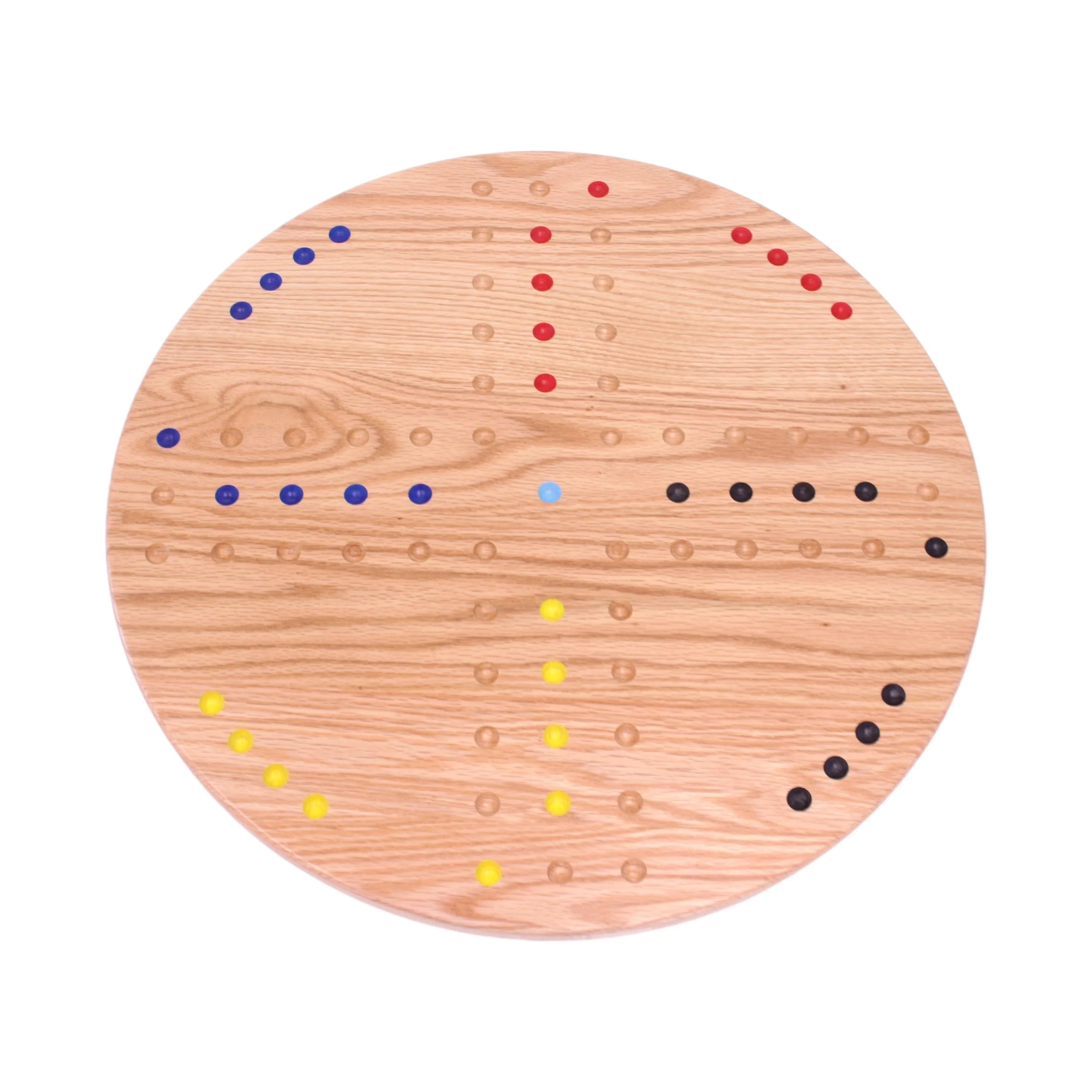 Round Aggravation Game Board Set - Solid Oak Wood - Double-Sided - Image 8