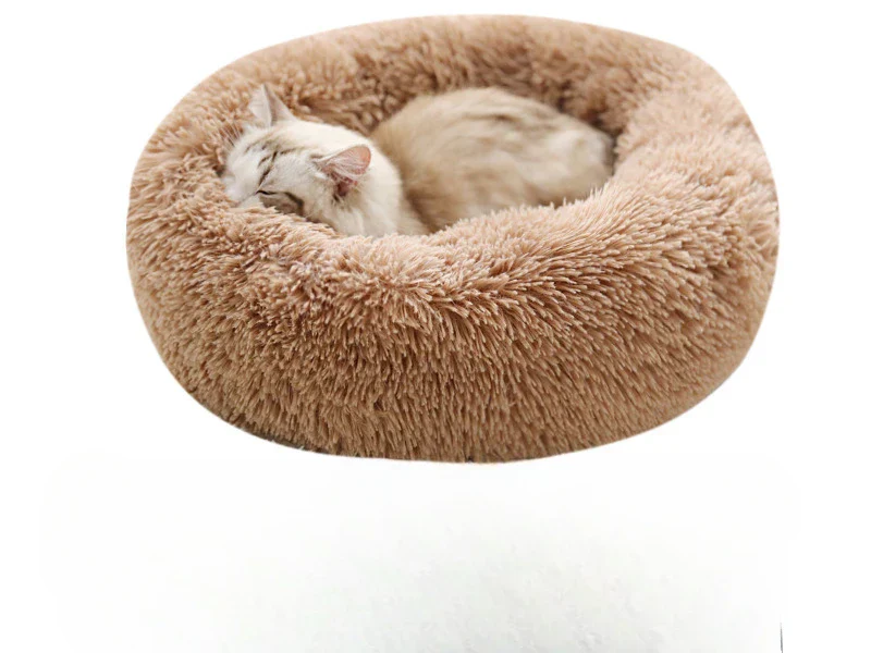 Round pet bed for anxious pets - Plush and calming - Image 6