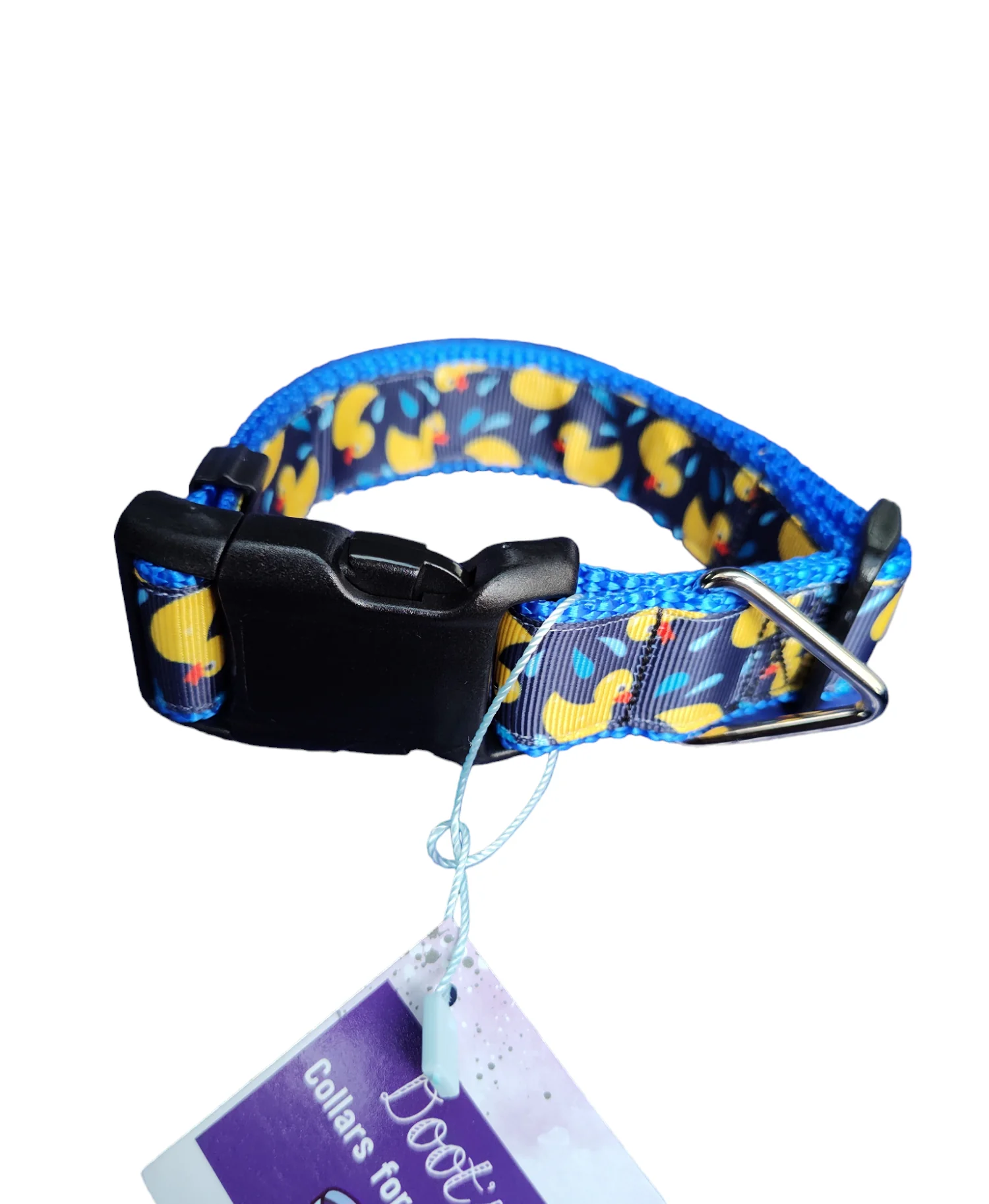 Rubber Duckies Blue Nylon Dog Collar MD, LG, XL, Leash - Image 2