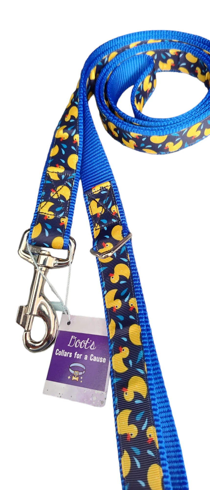 Rubber Duckies Blue Nylon Dog Collar MD, LG, XL, Leash - Image 3