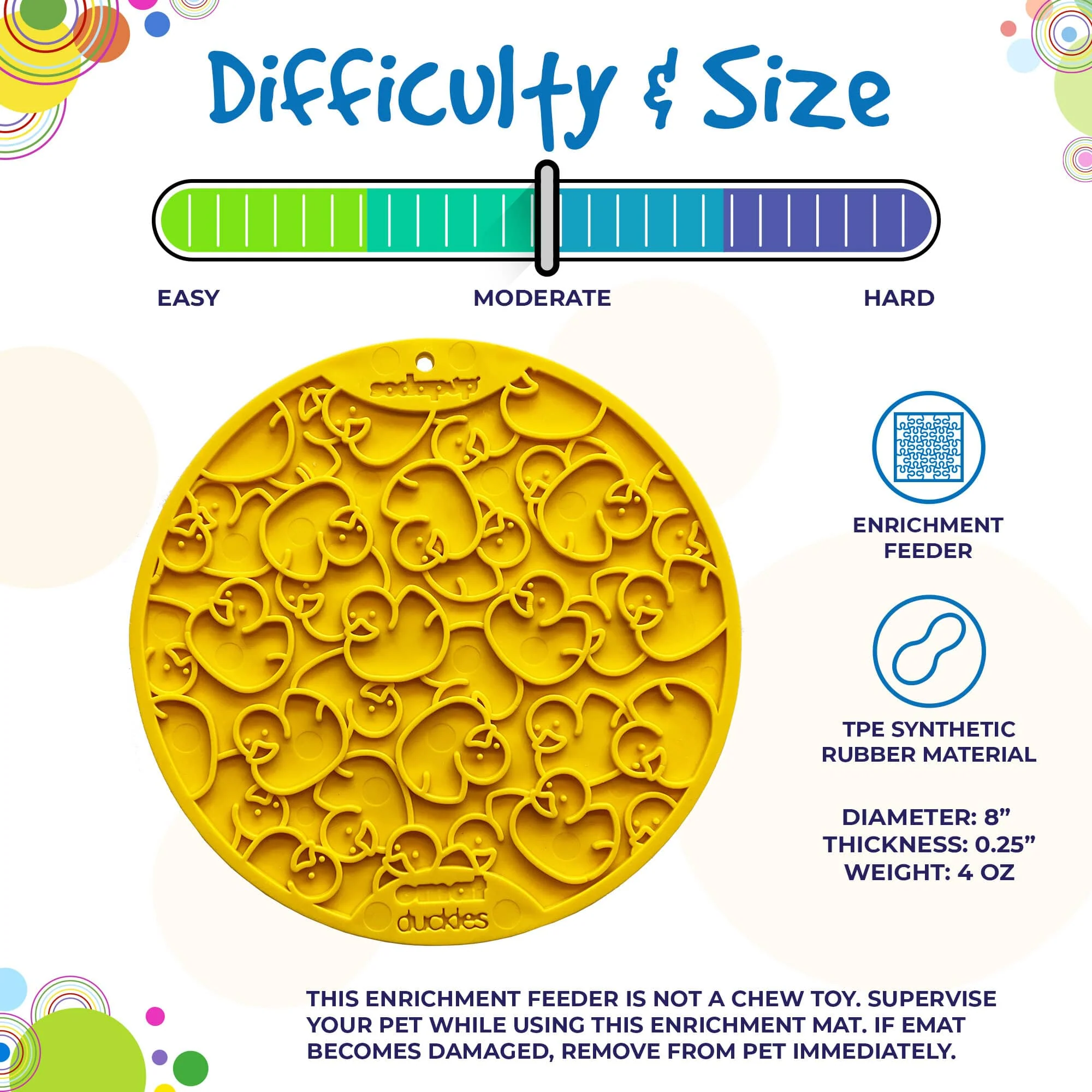 Rubber Duckies emat - Enrichment Lick Mat for Dogs and Cats - with Suction Cups | Bath Time Design | SodaPup USA Made - Image 4