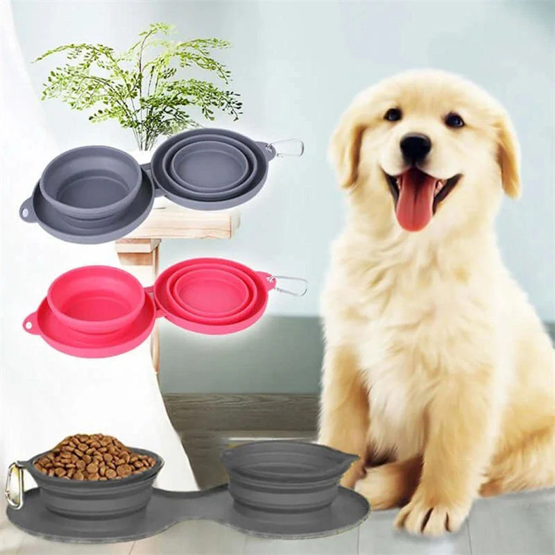 Rubber Foldable Pet Double Bowl - Image 2