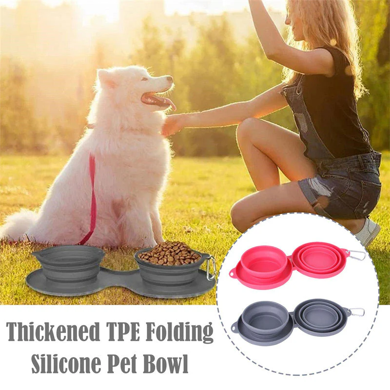 Rubber Foldable Pet Double Bowl - Image 3