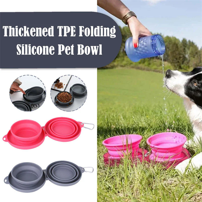 Rubber Foldable Pet Double Bowl - Image 4