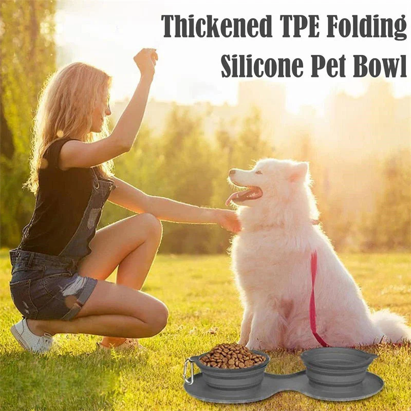Rubber Foldable Pet Double Bowl - Image 7