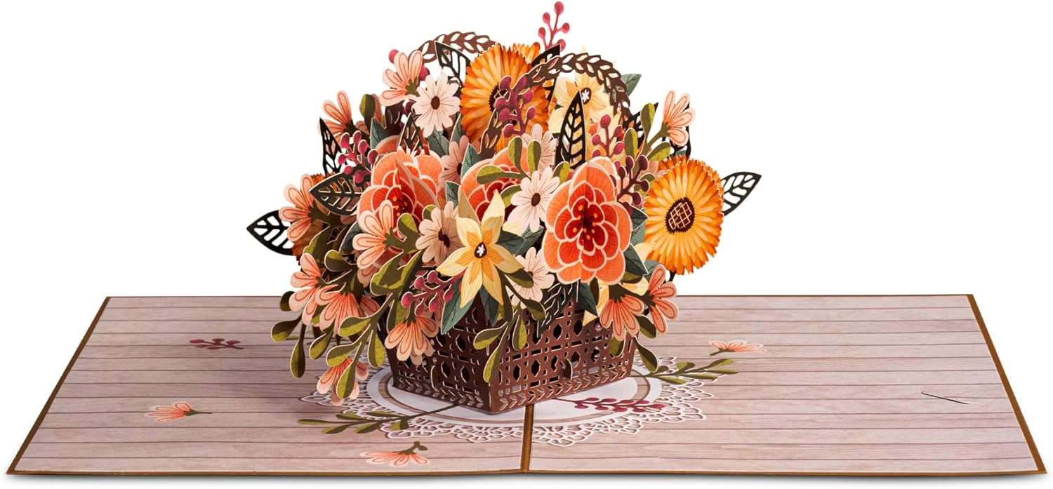 Rustic Flower Basket Pop Up Card - Image 5