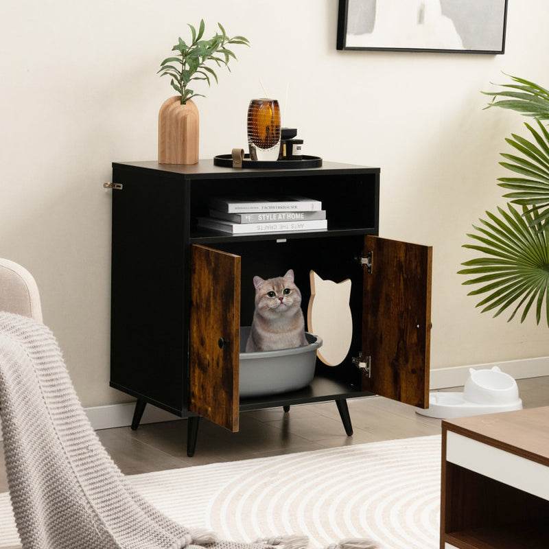 Rustic-Modern Cat Litter Cabinet with Extra Storage - Image 2