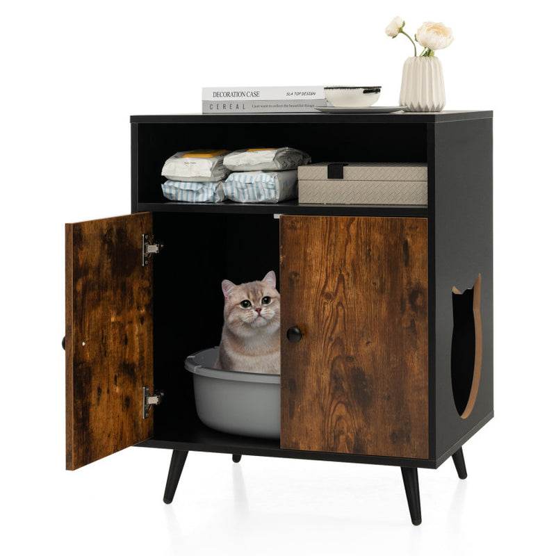 Rustic-Modern Cat Litter Cabinet with Extra Storage - Image 4