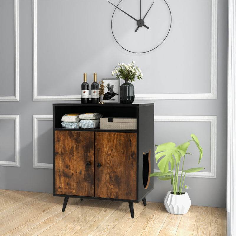 Rustic-Modern Cat Litter Cabinet with Extra Storage - Image 6