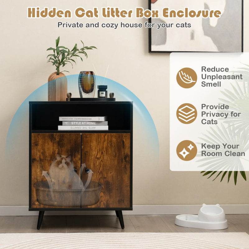 Rustic-Modern Cat Litter Cabinet with Extra Storage - Image 8