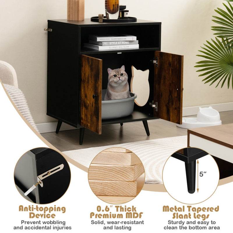 Rustic-Modern Cat Litter Cabinet with Extra Storage - Image 9