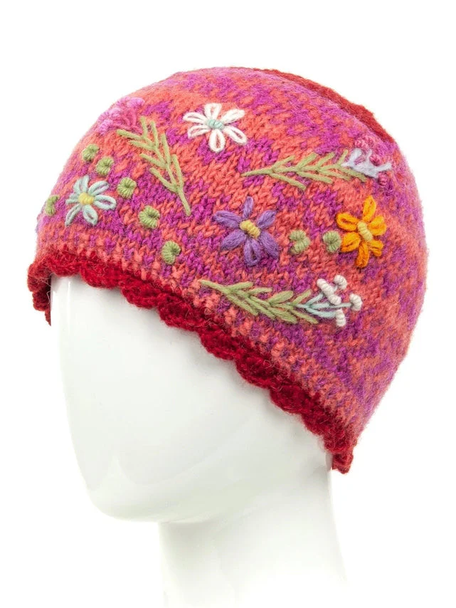 Sadie Wool Knit Embroidered Hat - Image 3