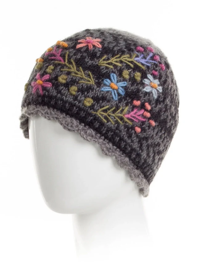 Sadie Wool Knit Embroidered Hat - Image 4