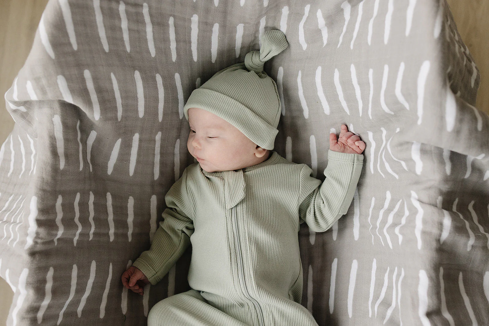 Sage Organic Ribbed Newborn Knot Hat - Image 3