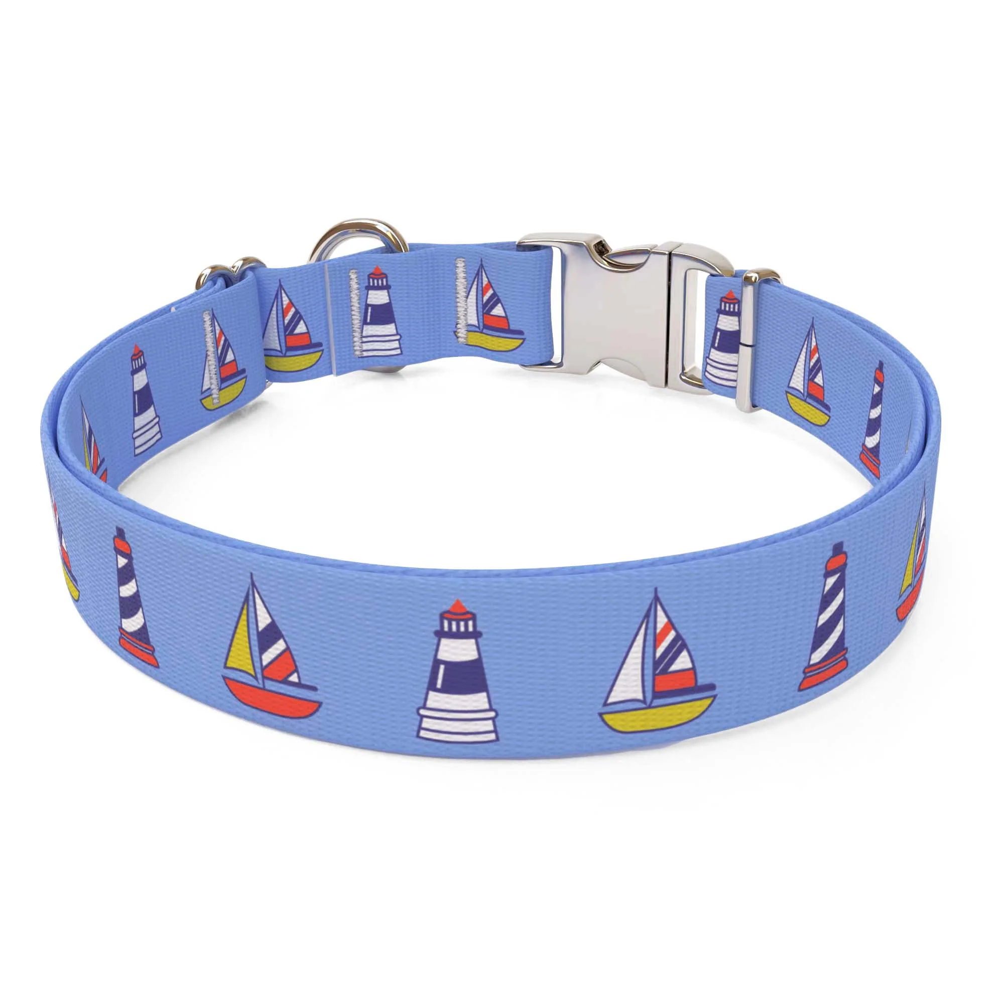 Sailboats and Lighthouses Dog Collar - Image 2