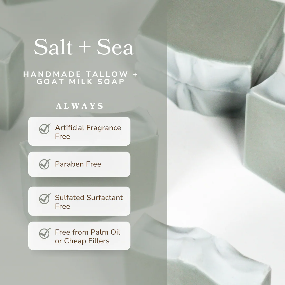 Salt + Sea Bar Handmade Tallow and Goat Milk Soap Bar - Image 5