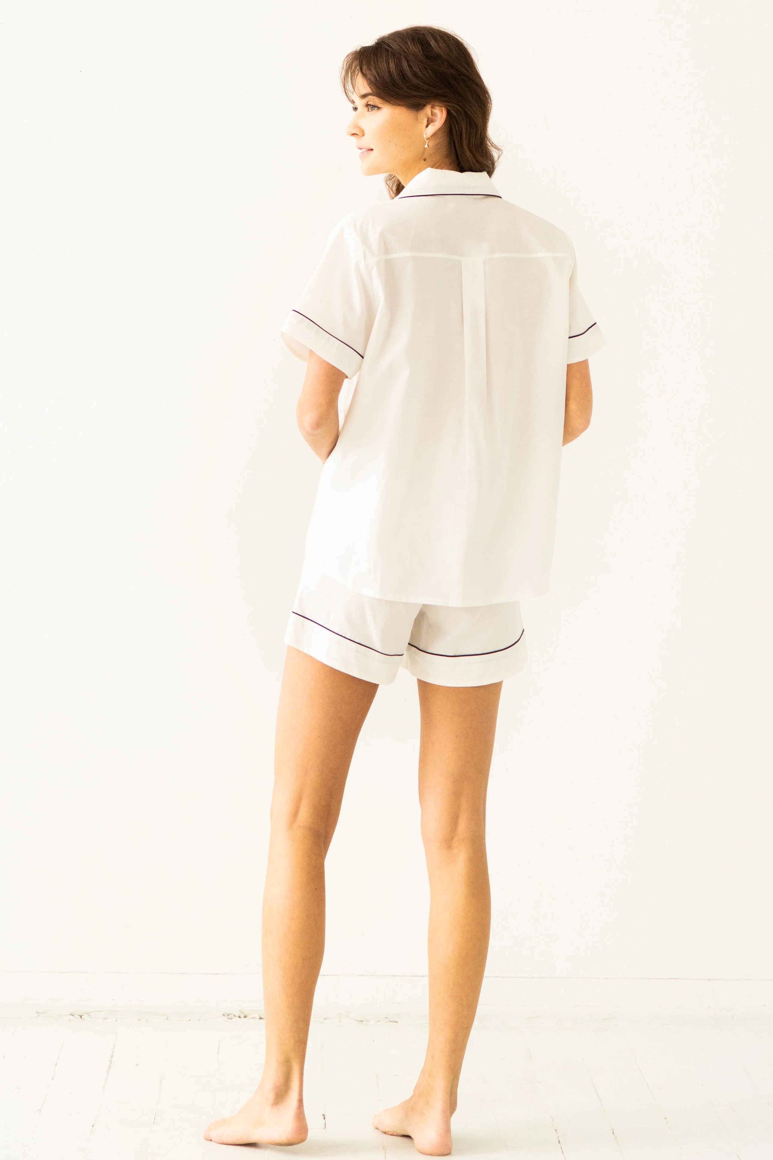 SALUA Classic Shorties Pajamas in Woven Cotton - Image 3